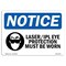Signmission OSHA Sign, Laser Ipl Eye Protection Must Worn With Symbol, 10in X 7in Decal, 10" W, 7" H, Landscape OS-NS-D-710-L-13960 - alternate 1